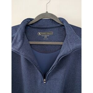 Pebble Beach Performance Mens L Navy Blue Heather Quarter Zip Pullover Golf
